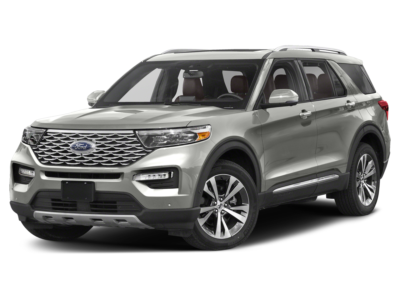2020 Ford Explorer Platinum in Magnetic — front three-quarter view