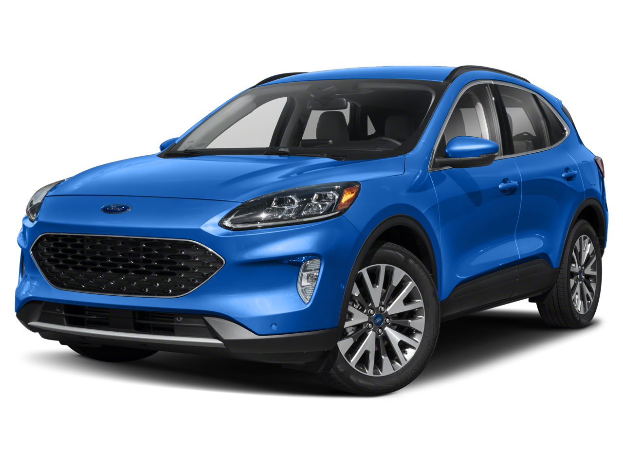 2020 Ford Escape Hybrid Titanium in Ingot Silver — front three-quarter view