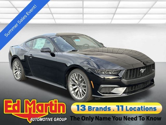 2026 Ford Mustang EcoBoost Premium in Shadow Black — front three-quarter view