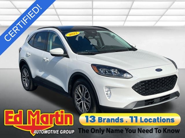 2022 Ford Escape SEL in White Metallic — front three-quarter view