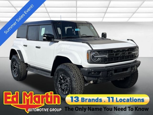 2025 Ford Bronco Raptor in Oxford White — front three-quarter view