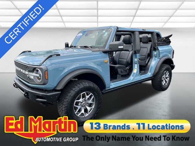 2023 Ford Bronco Badlands in Area 51 — front three-quarter view