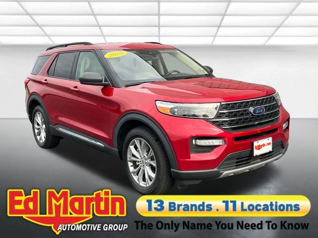 2020 Ford Explorer XLT in Red Metallic — front three-quarter view
