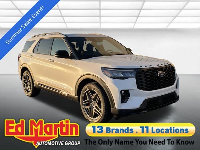 2026 Ford Explorer ST-Line in White Metallic — front three-quarter view