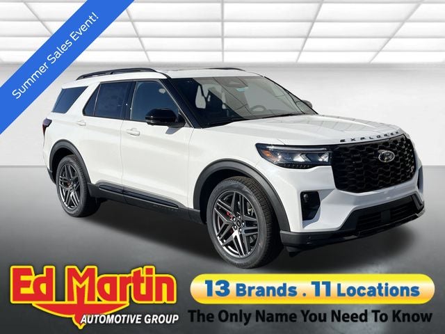 2026 Ford Explorer ST in White Metallic — front three-quarter view