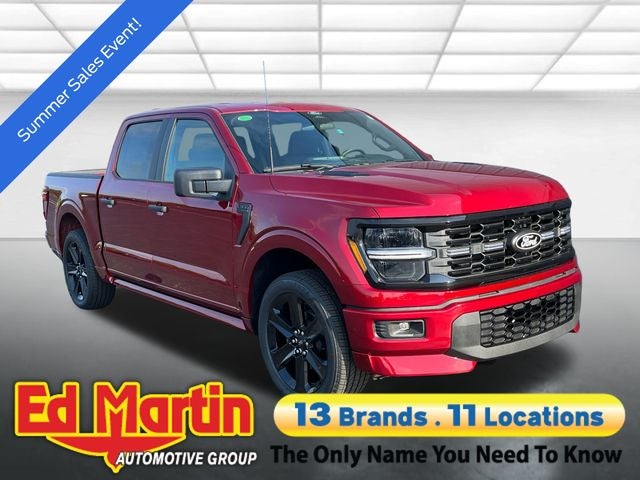 2026 Ford F-150 STX in Ruby Red Metallic — front three-quarter view