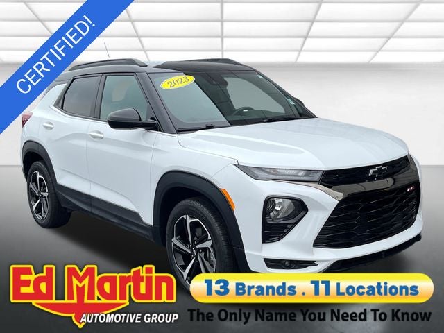 2023 Chevrolet TrailBlazer RS in Summit White — front three-quarter view